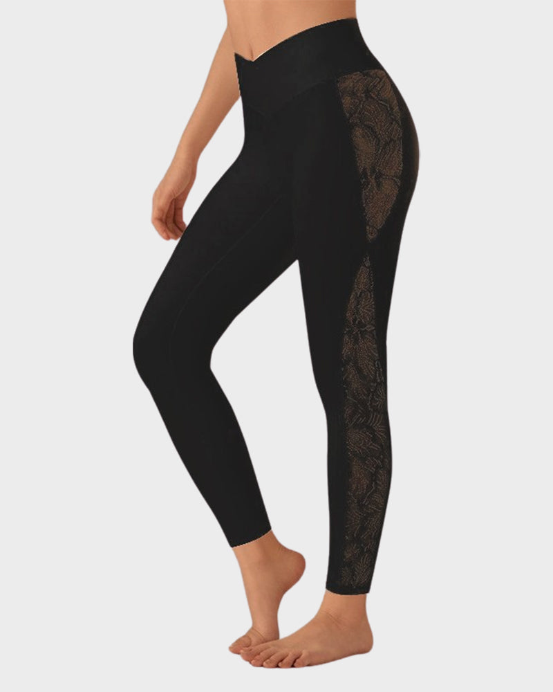 Leggings Deportivos de Cintura Alta con Encaje Elegante