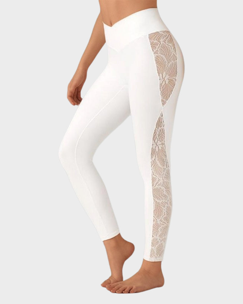 Leggings Deportivos de Cintura Alta con Encaje Elegante