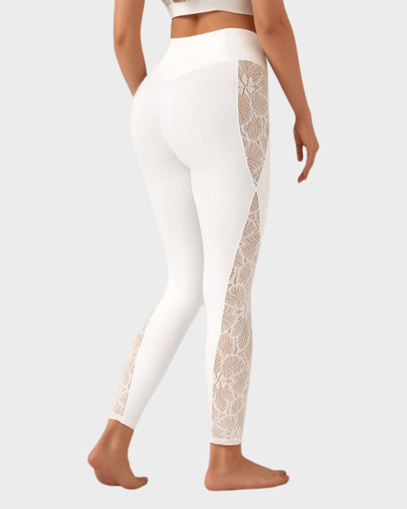 Leggings Deportivos de Cintura Alta con Encaje Elegante